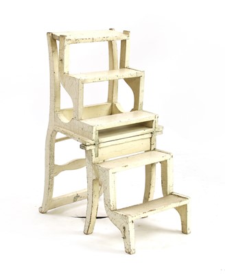 Lot 391 - A late 19th century white painted metamorphic chair/library steps