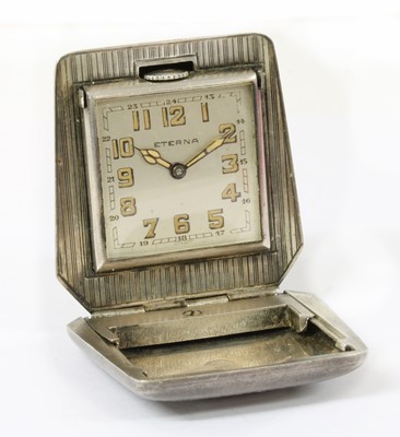 Lot 432 - An Art Deco silver Eterna purse watch