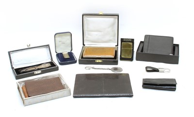 Lot 359 - A Mont Blanc black leather wallet and two key rings