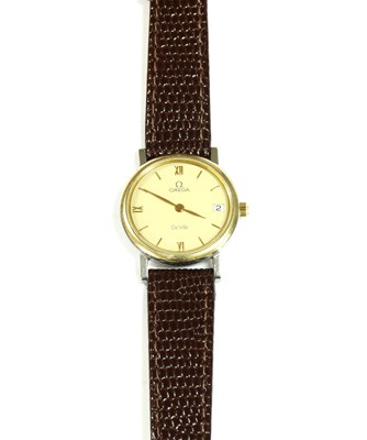 Lot 232 - A ladies' stainless steel Omega 'De Ville' quartz strap watch, c.1991