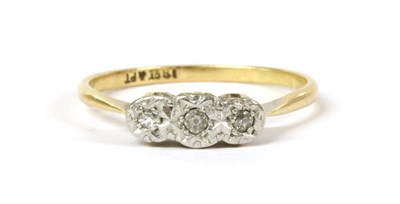 Lot 159 - A gold three stone diamond ring