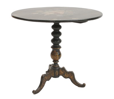 Lot 773 - A Continental painted black lacquer tripod table