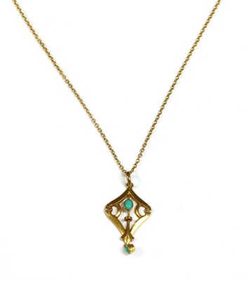 Lot 50 - An Edwardian gold turquoise pendant