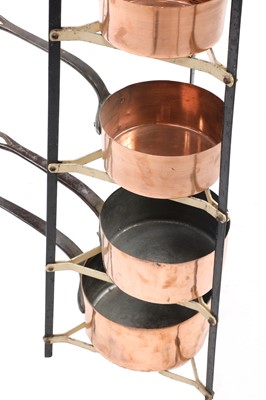 Lot 775 - A graduated set of seven copper saucepans