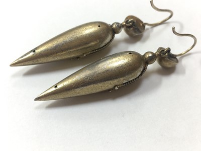 Lot 18 - A pair of Victorian Etruscan Revival silver gilt earrings
