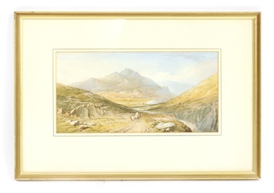 Lot 506 - English School (19th Century) - A rider on a track in the Highlands - watercolour