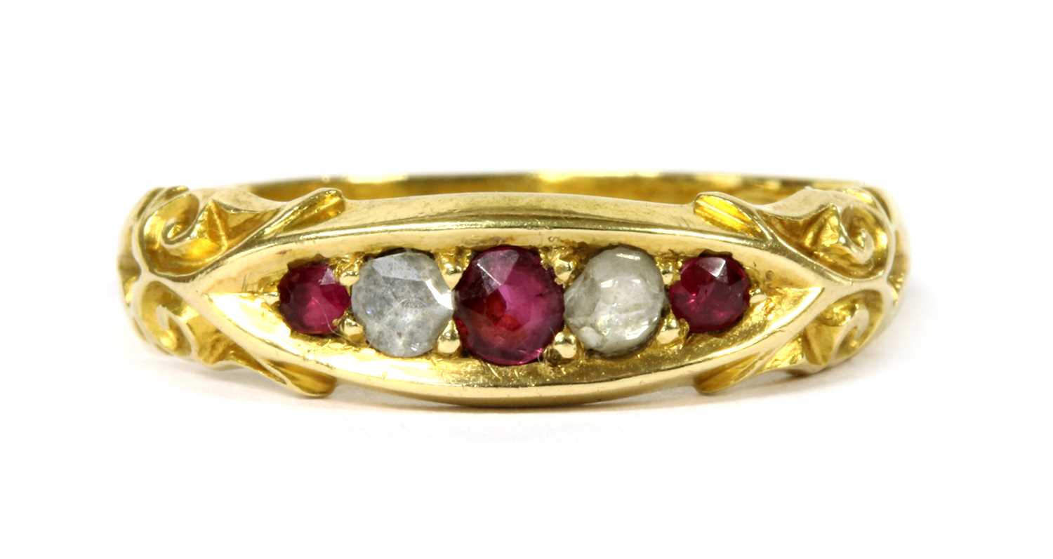 Lot 31 - A 15ct gold ruby and diamond ring