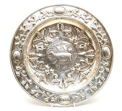 Lot 194 - A silver plated memorial salver