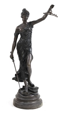 Lot 372 - A large bronze garden figure of justice