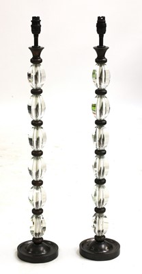 Lot 195 - A pair of modern glass-mounted table lamps