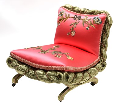 Lot 416 - An upholstered low boudoir chair