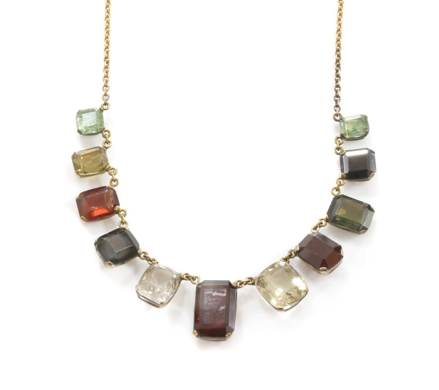 Lot 97 - An assorted gemstone gold necklace, c.1915