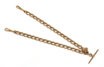 Lot 444 - A 9ct rose gold curb link double Albert chain