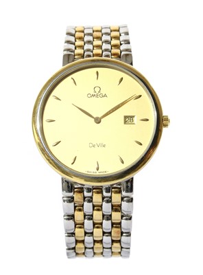 Lot 490 - A gentlemen's bi-colour Omega 'De Ville' quartz bracelet watch