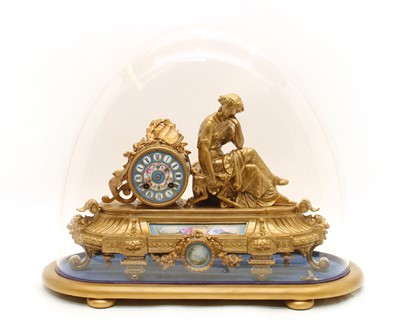 Lot 388 - A French gilt spelter mantel clock