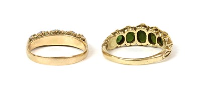 Lot 202 - A 9ct gold five stone green tourmaline ring