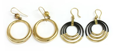 Lot 134 - A pair of American gold hoop earrings