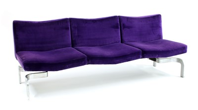 Lot 331 - A pair of purple upholstered settees