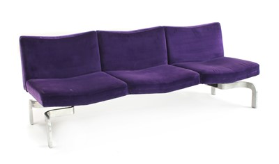 Lot 331 - A pair of purple upholstered settees