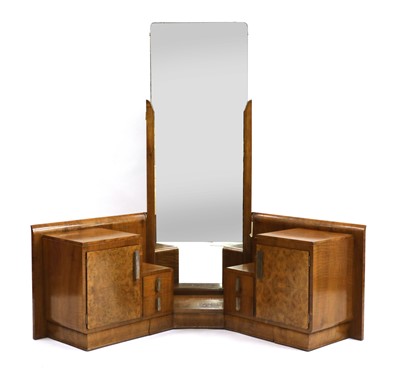 Lot 383 - An Art Deco walnut corner dressing table