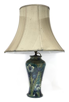 Lot 218 - A Moorcroft Florian baluster table lamp