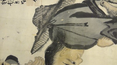 Lot 89 - A Chinese gouache hanging scroll