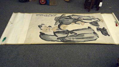 Lot 89 - A Chinese gouache hanging scroll