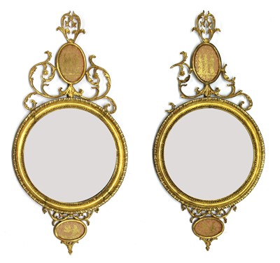 Lot 854 - A pair of neoclassical-style giltwood mirrors