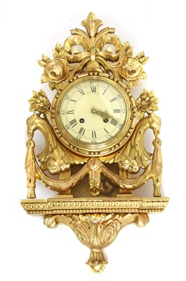 Lot 886 - A Swedish gilt framed wall clock