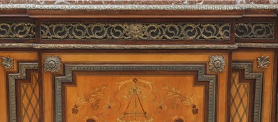 Lot 406 - A French Napoleon III mahogany, satinwood marquetry and ormolu mounted side cabinet