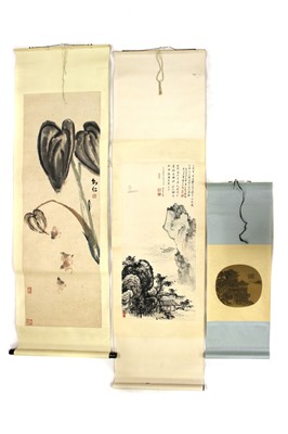 Lot 433 - Three Chinese hanging scrolls