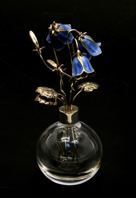Lot 35 - A silver & enamel bouquet of harebells, by Sarah Jones