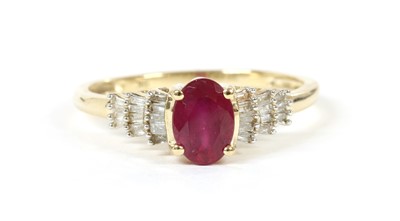 Lot 195 - A gold ruby and diamond ring
