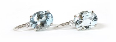 Lot 219 - A pair of Italian white gold aquamarine and diamond earrings