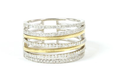 Lot 150 - A white gold five row diamond band ring
