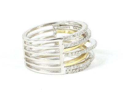 Lot 150 - A white gold five row diamond band ring