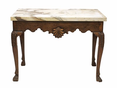 Lot 912 - An unusual Irish oak and pine marble top console table