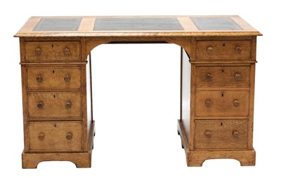 Lot 320 - A Victorian burr maple twin pedestal desk
