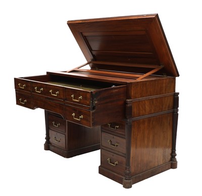Lot 720 - A George III mahogany architect's desk/secretaire
