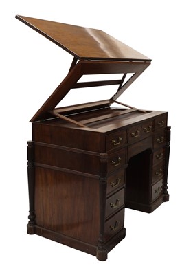 Lot 720 - A George III mahogany architect's desk/secretaire