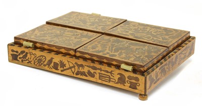 Lot 317 - A Dutch sycamore and marquetry inlaid card or games box