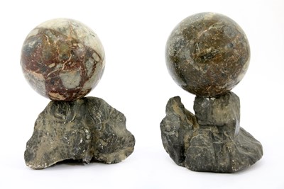 Lot 347 - A pair of grand tour marble balls