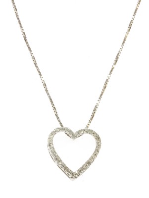 Lot 248 - A white gold diamond set heart pendant