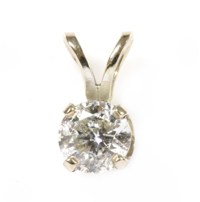 Lot 249 - A white gold single stone diamond pendant