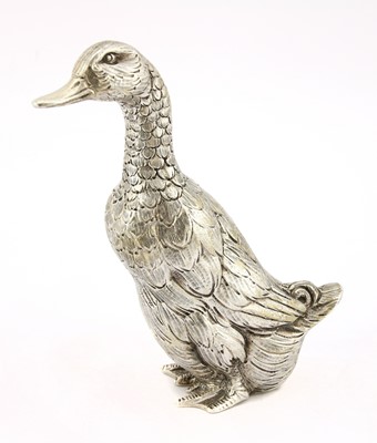 Lot 14 - A Continental silver model of an Indian runner duck