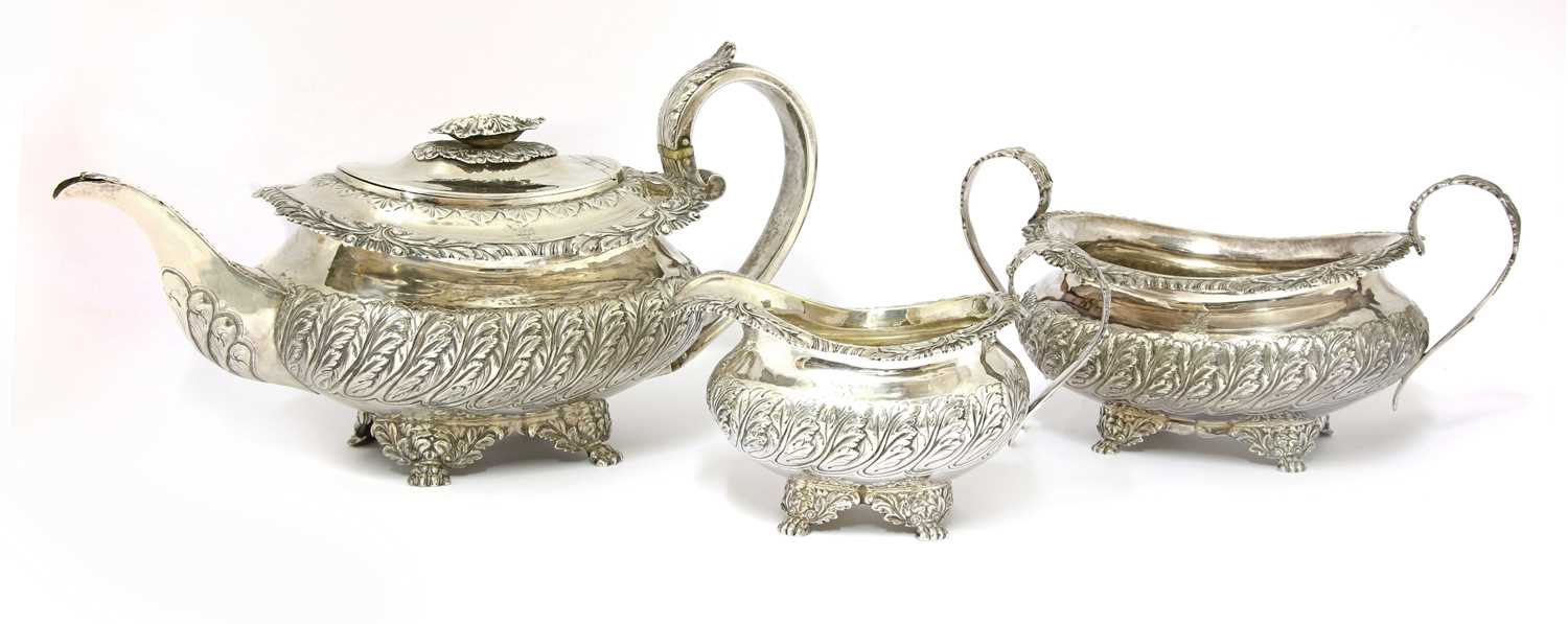 Lot 37 - A George IV silver three-piece tea set