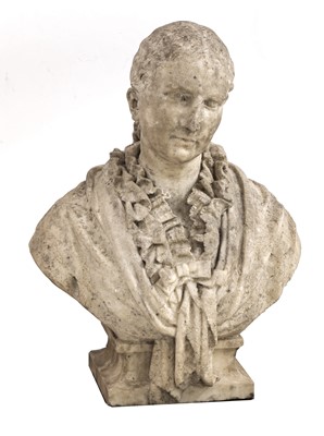 Lot 841 - A weathered marble bust of a Victorian lady