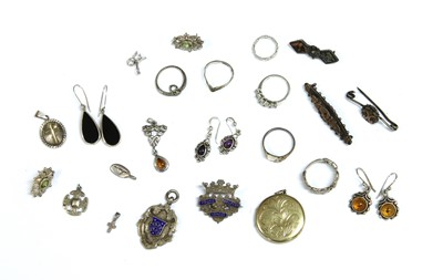 Lot 244 - A collection of silver and costume jewellery