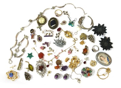 Lot 244 - A collection of silver and costume jewellery