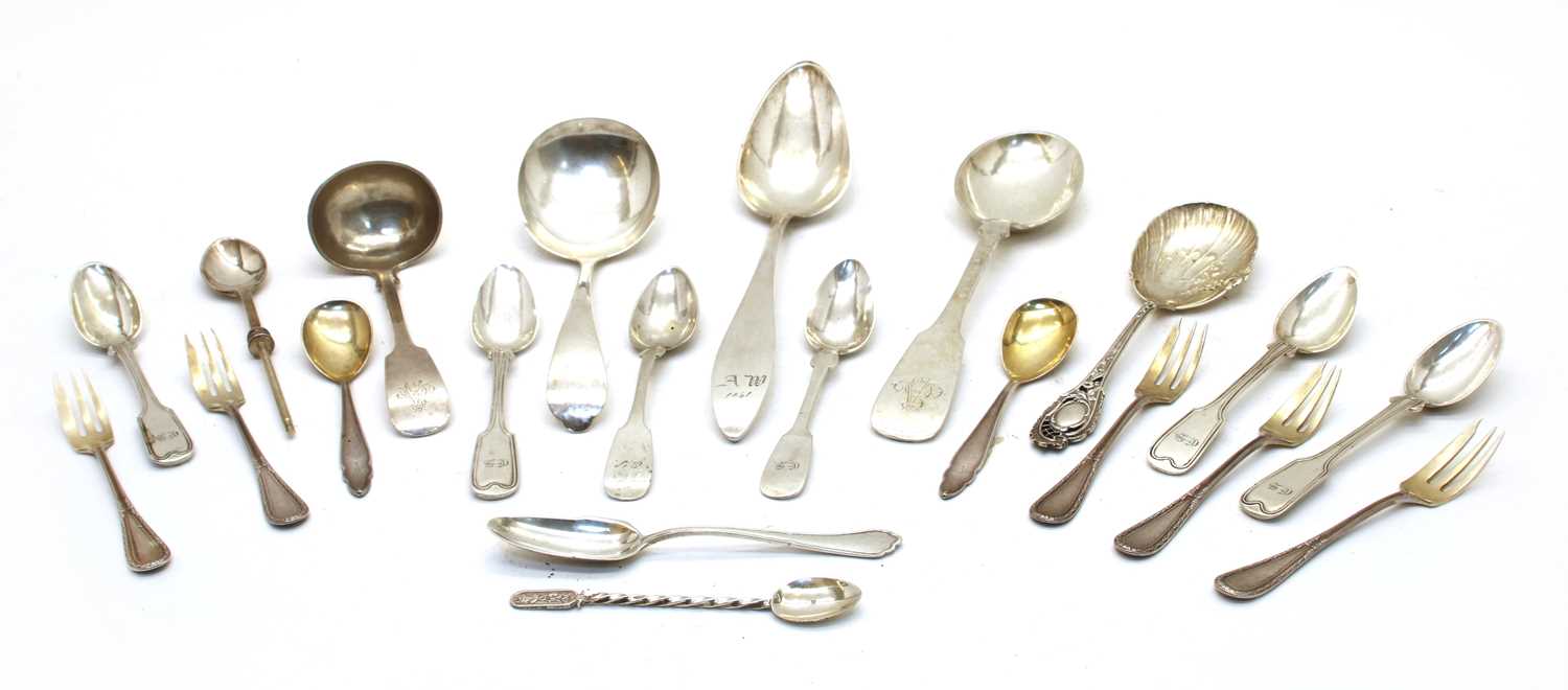 Lot 20 - A quantity of low grade silver and white metal flatware